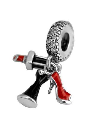 Бусина пандрова срібна туфлі, плаття, помада с497