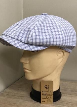 Кепка чоловіча восьмиклинка хуліганка 8 клинка comfort heads весняна літня сорочкова тканина біла карта карта карта картата