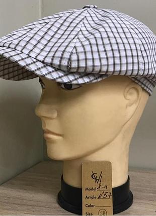 Кепка чоловіча восьмиклинка хуліганка 8 клинка comfort heads літня весняна сорочкова тканина світла клітинка клітчаста в клітинку