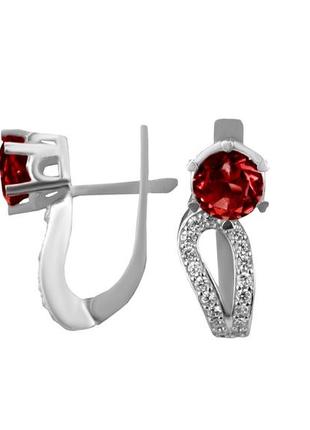 Серьги серебряные с натуральным гранатом маскарад 2340/9р гранат
