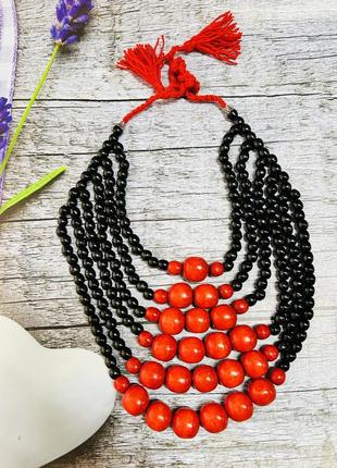 Намисто з дерева, намисто для вишиванки, ручна робота