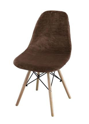 Чехол на стул бархатный. универсальный эластичный чехол на стул велюровый чехол на стул со спинкой, коричневый2 фото