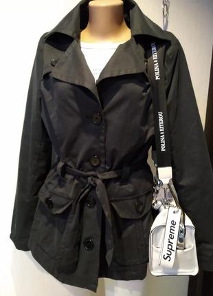 Классный плащ трэнч куртка пиджак жакет серо-черный брэндовый3 фото