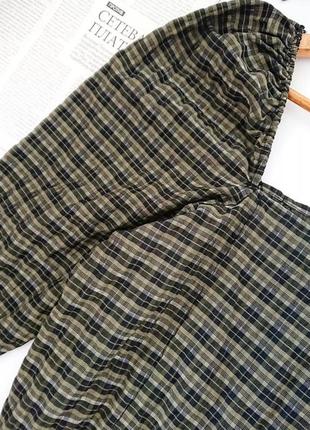 Укороченная блуза/топ с рукавами-пуфами в клетку h&amp;m, на р. s 💔8 фото