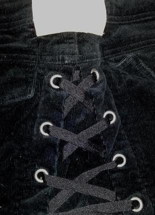 Чорна вельветова спідниця morgan зі шнурівкою3 фото