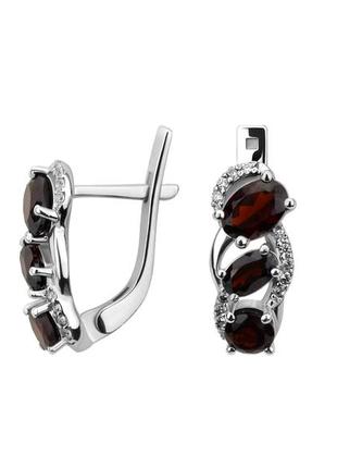 Сережки срібні з натуральним гранатом кароліна 2997/9р гранат