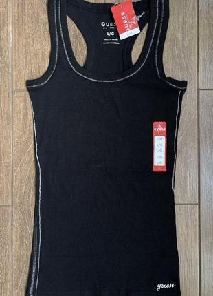 1, чорна майка борцовка в рубчик зі срібним відстроченням guess розмір s-м оригінал