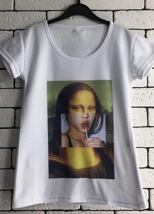 Женская футболка с принтом - мона лиза2 фото