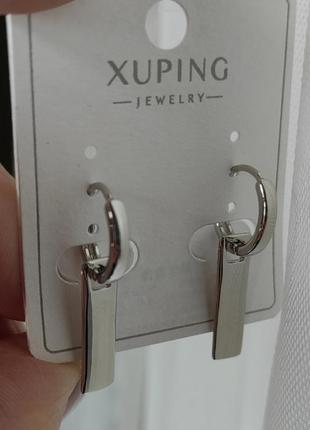Серьги 2в1 xuping в золотом и в серебряном цвете медицинский сплав родий