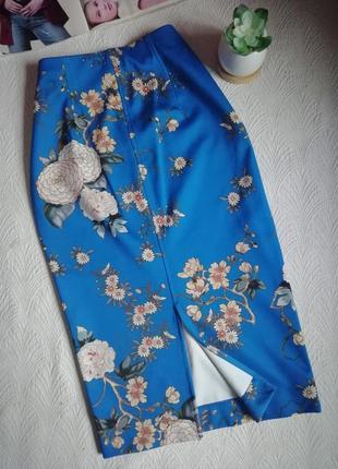 Юбка миди юбка карандаш в цветочный принт8 фото