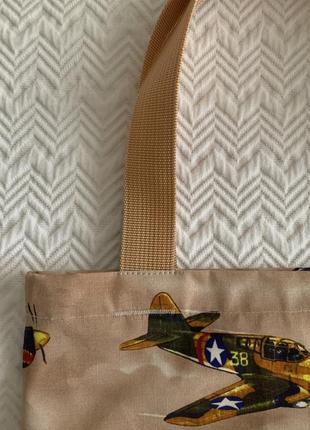 Эко сумка шоппер торба @don.bacon бежевая в самолеты чашка кофе латте арт5 фото