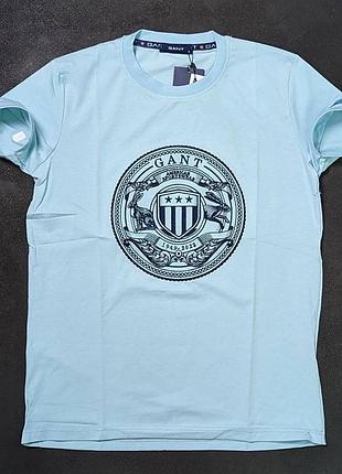 Мужская футболка gant голубая / брендовые футболки для мужчин 2023