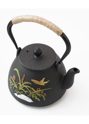 Чайник чавунний тецубін з ситом "метелик" 1100мл.2 фото