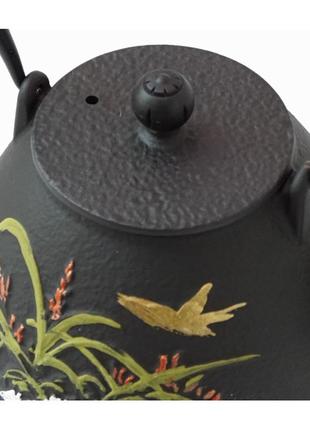 Чайник чавунний тецубін з ситом "метелик" 1100мл.5 фото