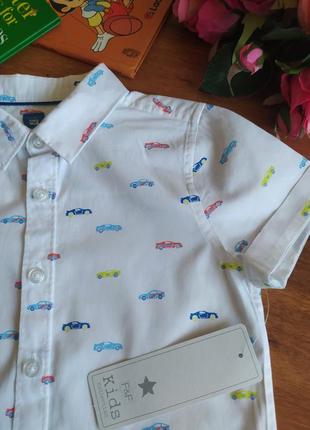 Красивая хлопковая рубашка на хлопчике f&amp;f на 3-4 рока2 фото