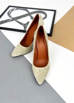 Класичні замшеві туфлі - човники на шпильці 💛💙🏆6 фото