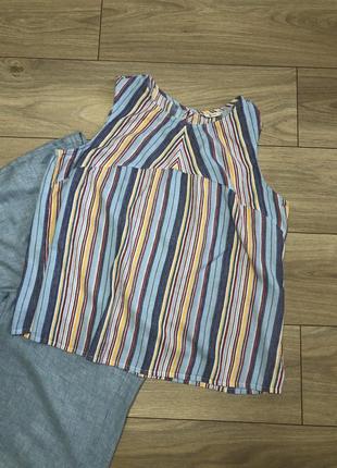 Блуза котон, блуза без рукава в смужку, батал, блуза більший розмір