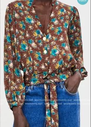 Женская блуза в цветочный принт zara (м)5 фото