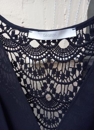 Черная блуза майка кружево драпировка на запах от george4 фото