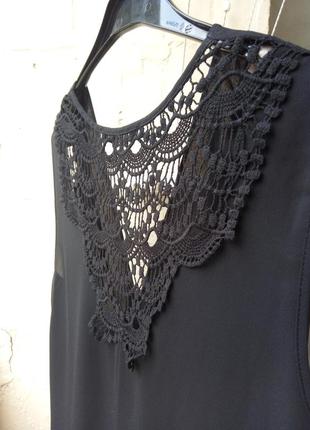Черная блуза майка кружево драпировка на запах от george7 фото