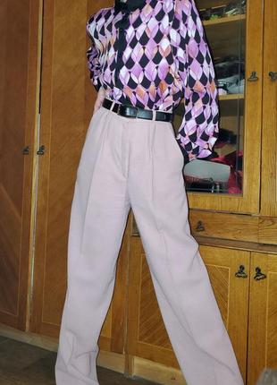 Винтажные пудровые брюки с защипами и стрелками sonja modelle винтаж, шерсть, шерстяные брюки