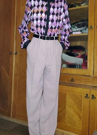 Винтажные пудровые брюки с защипами и стрелками sonja modelle винтаж, шерсть, шерстяные брюки3 фото