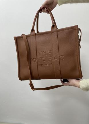 Сумка женская marc jacobs big tote bag brown leather