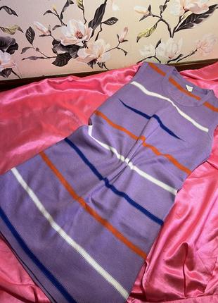 Платье в полоску без рукавов полосканное платье