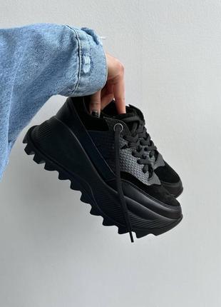 Кросівки чорні шкіра + замша