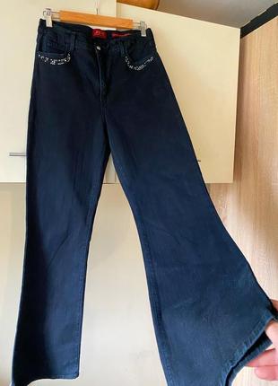 Джинсы широкие, джинсы клеш, темные джинсы1 фото