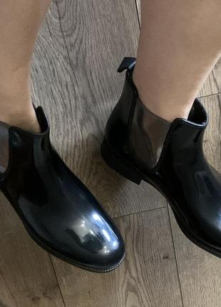 Сапоги резиновые низкие челси оксыорды с резиночками серебряными menghi (италия)