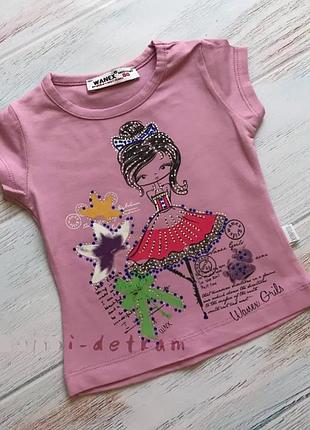 Футболка детская для девочки с коротким рукавом фб3824 турция wanex