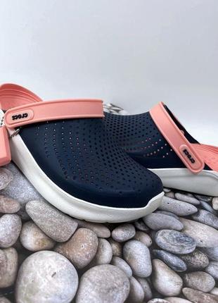 Женские кроксы crocs literide original navy) melon синие