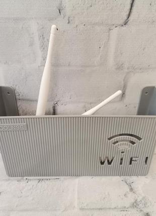 Органайзер-полиця для wifi роутера, сірий5 фото