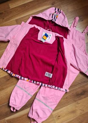 Lupilu комплект грязепруф дощовик на флісі 122/128 р на дівчинку дождевик на девочку набор куртка и полукомбинезон4 фото