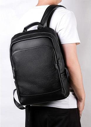 Шкіряний рюкзак чоловічий міський lielang. чоловічий рюкзак для ноутбука з натуральної шкіри чорний