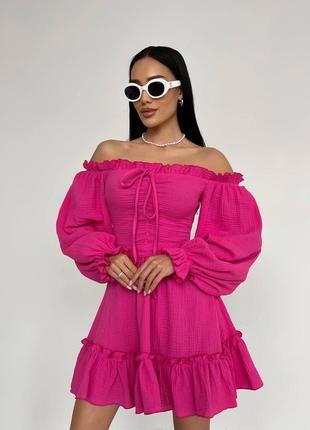 Платье короткое с пышной юбкой с оборками вечернее повседневное на выход на выпускной малиновое оливковое голубое желтое бежевое с открытыми плечами