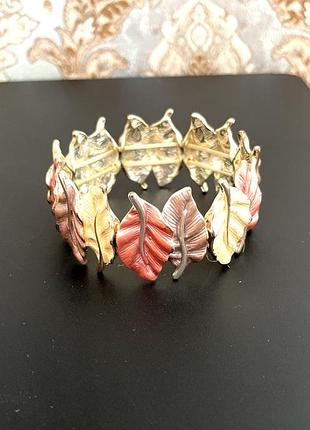 Браслет листочки, эмаль