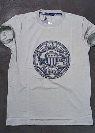 Брендові футболки gant / якісна чоловіча футболка гент сіра