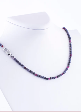 Ожерелье колье чокер с натуральными индийскими сапфирами и рубинами класса ааа