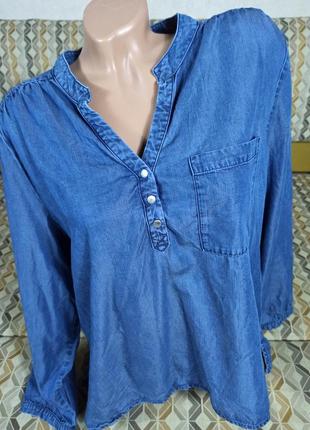 Рубашка блузка лиоцелл джинсовая в идеале.2 фото