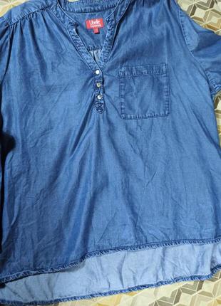 Рубашка блузка лиоцелл джинсовая в идеале.4 фото