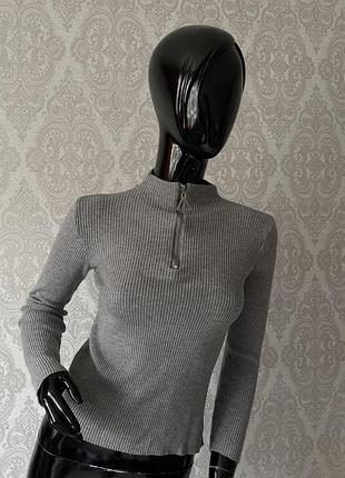 Кофта гольф рубчик на замочке серая серая водолазка