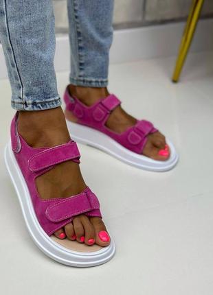 36-41 рр босоножки нат. замша на платформе