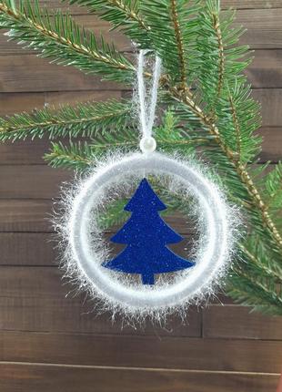 Новогоднее украшение снежинка "елочка", фоамиран синий