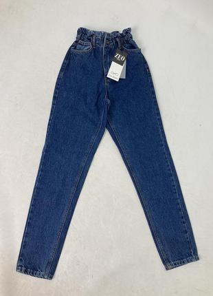 Женские синие джинсы мом, момы, 25-26 размер