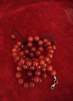 Набор шамбала - бусы, браслет, 100% нат. камень сердолик оранж