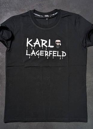 Футболка karl lagerfeld черная / брендовые мужские футболки карл на каждый день