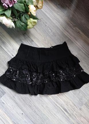 Черная красивая юбка ярусами на девочку 10-15 лет2 фото