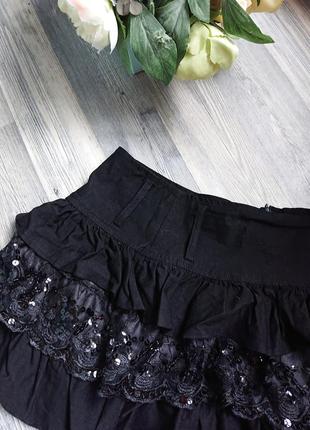 Черная красивая юбка ярусами на девочку 10-15 лет3 фото